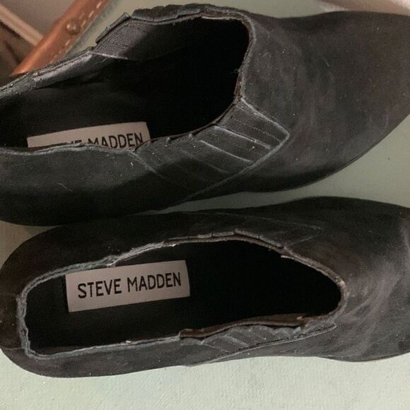 Steve Madden‎ black ankle boots. Clear heel suede booties size 7.5 - Picture 6 of 7